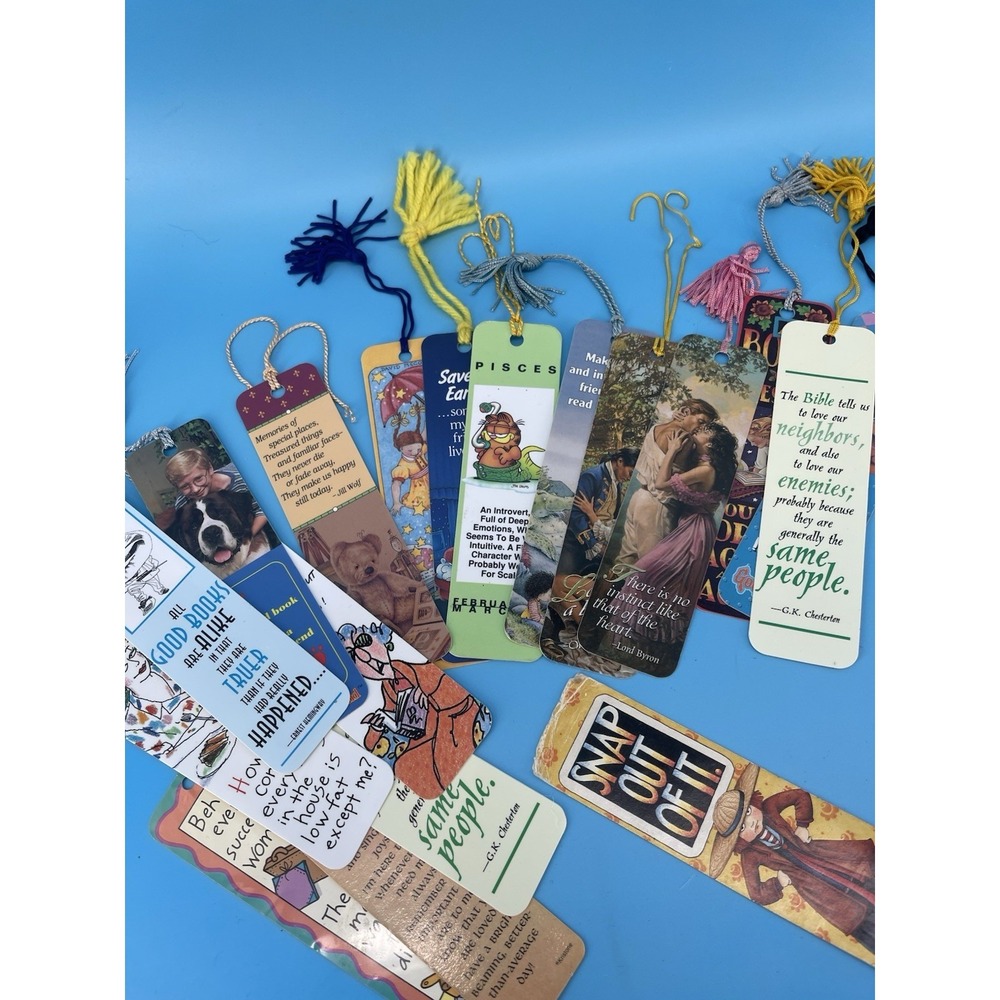 Vintage‎ 90s Bookmark Lot Tassels Garfield Religious Quotes Mixed Bookmarks